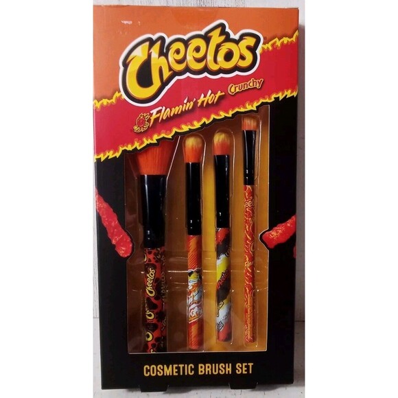 Cheetos Flaming Hot Crunchy Cosmetic Brush Set Contains Four Brushes Beauty - Picture 1 of 15
